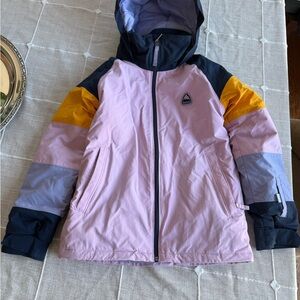 Burton Kids Girls Purple and Yellow Hooded Jacket size S (7/8)
